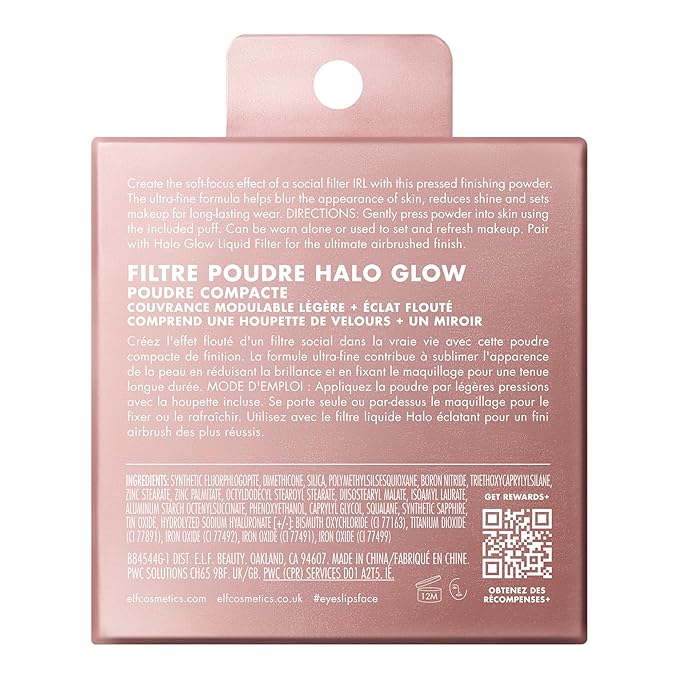 e.l.f. Halo Glow Powder Filter, Ultra-fine Finishing Powder, Smooths The Look of Pores & Fine Lines, Creates A Soft-Focus Glow, Vegan & Cruelty-Free, Fair Warm