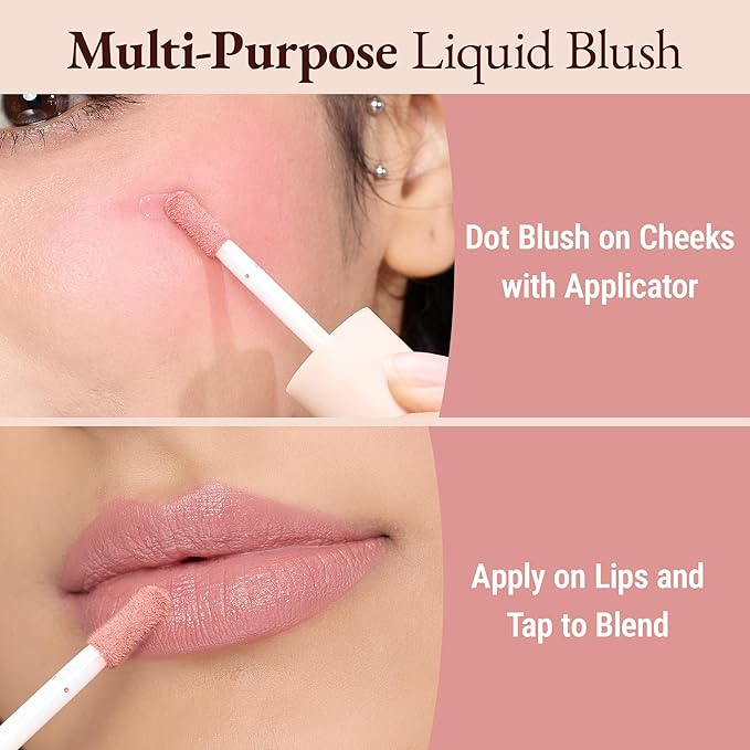 Exmiloo Liquid Blush for Cheeks, Long-Lasting Liquid Blush for Matte Finish, Lightweight Buildable Cheek Blush Makeup, Vegan & Cruelty-Free, Dusty Mauve