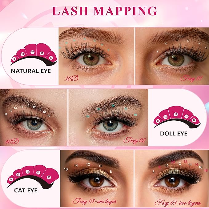 Lash Clusters 536PCS Lashes Wispy Lash Clusters Kit D Curl Lash Extension Kit Eyelash Clusters 30D40D for DIY Natural Look 8-16MM