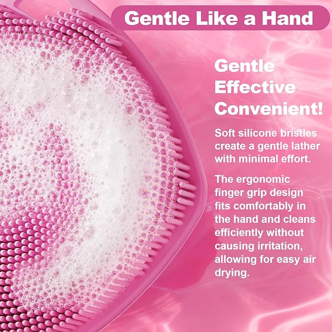 2 Pack Face Scrubbers, Silicone Face Scrubber Soft Bristles, Gentle Lather, Exfoliating & Deep Cleaning for Sensitive Skin, Giant Suction Cup Stick Securely, Easy to Store (Pink)