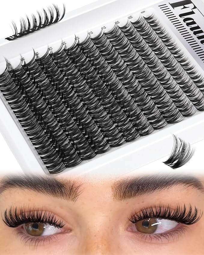 Lash Clusters Wispy Eyelash Clusters Ultra-Dense Individual Lashes Extensions Dramatic Cluster Lashes CD-Curly Cluster Eyelash Extensions Wet Look Natural 132PCS DIY Lash Pack (Flaunt, 8-18MM)