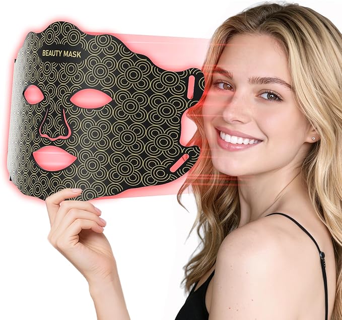 Red Light Therapy for Face & Neck, Red Light Mask, 7-1 Colors LED Light Therapy mask, Rechargeable LED Face & Neck Mask for Anti-Aging, Skin Firming & Radiant Glow at Home