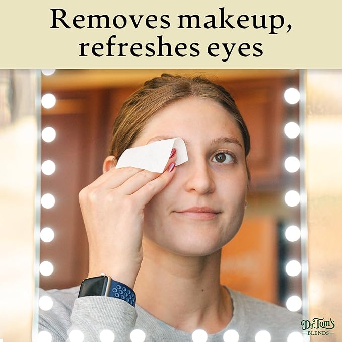 Dr. Tom's Blends 30pc Tea Tree Oil Eyelid & Lash Wipes - For Dry & Itchy Eyes, Individually Wrapped Eyelash Wipes, Makeup Remover & Daily Eye Cleanser