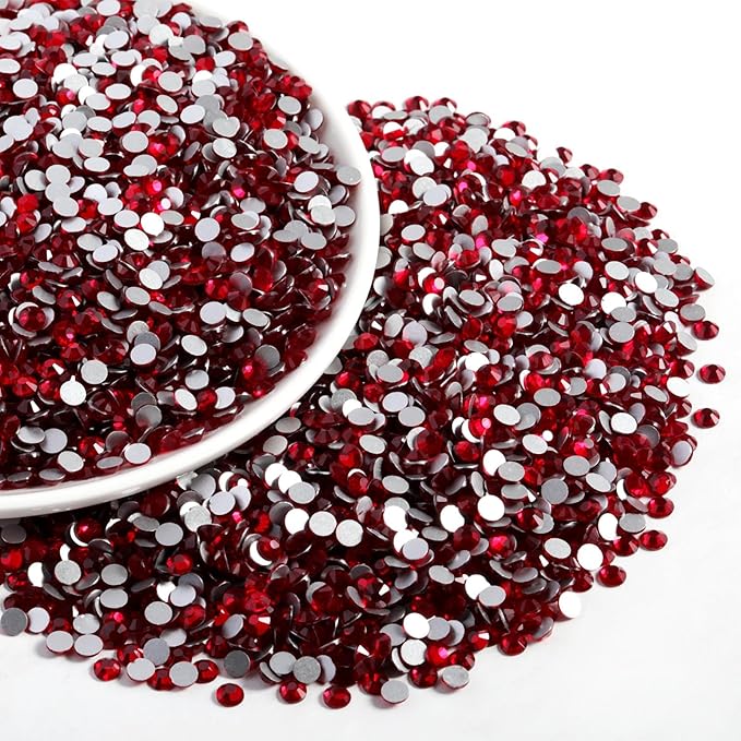 Beadsland Flatback Rhinestones Bulk,14400pcs Crystal Rhinestones for Nails Crafts DIY Decoration, Siam, SS6, 1.9-2.1mm