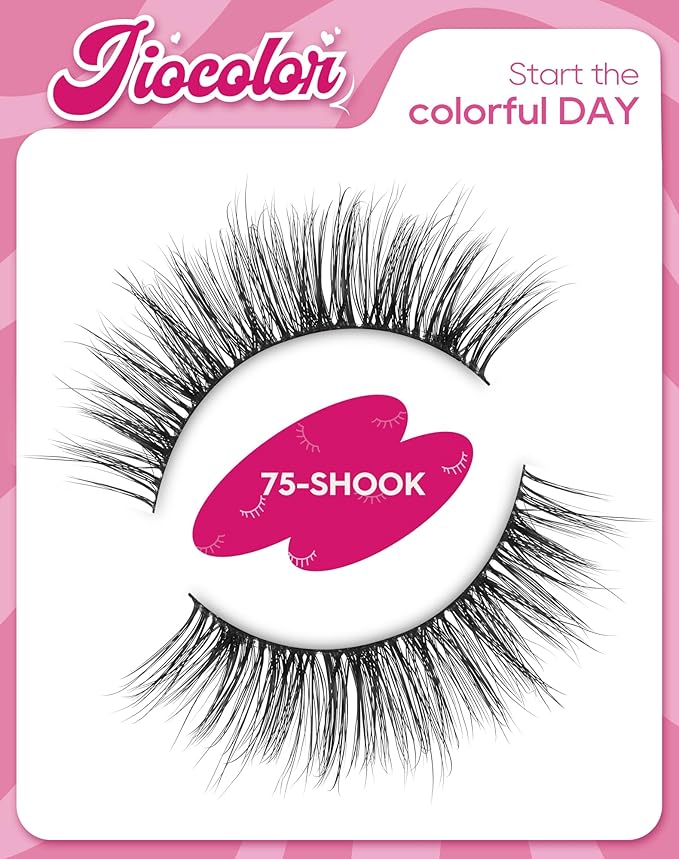 Wispy Fake Lashes Natural False Eyelashes Light C Curl Eye Lashes Sets Pack Natural Look Classic Lashes 13mm Thin Band Faux Mink Lashes 75-SHOOK