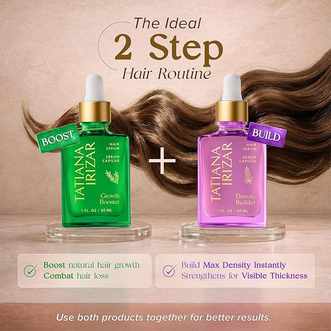 Hair Thickening Serum - 2 Pack Hair Density Serum Builder for Women Made in USA 30ml - Clinically Proven Scalp Treatment Non-Greasy - Biotin, Argan & Pea Peptides - For Thinning, Fine or Damaged Hair