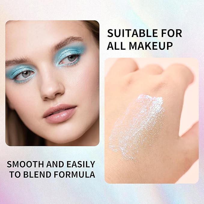 QIC Liquid Glitter Eyeshadow, Metallic & Shimmer Finish, Long Lasting, Non-Creasing, Smudge-proof, Lightweight Formula Liquid Eyeshadow for All Skin Tones, Buildable Color (02 Galaxy)