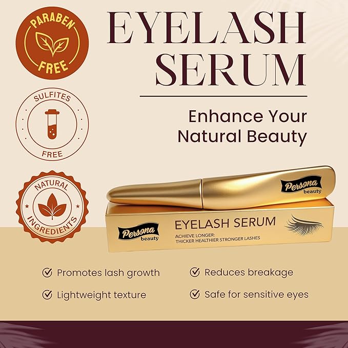 Eyelash Serum - Fast Acting Lash Growth Serum with Biotin Peptides Hyaluronic Acid for Longer Fuller Stronger Lashes in 2-4 Weeks – Vegan, Without Prostaglandin, Safe for Sensitive Eyes, 5ml
