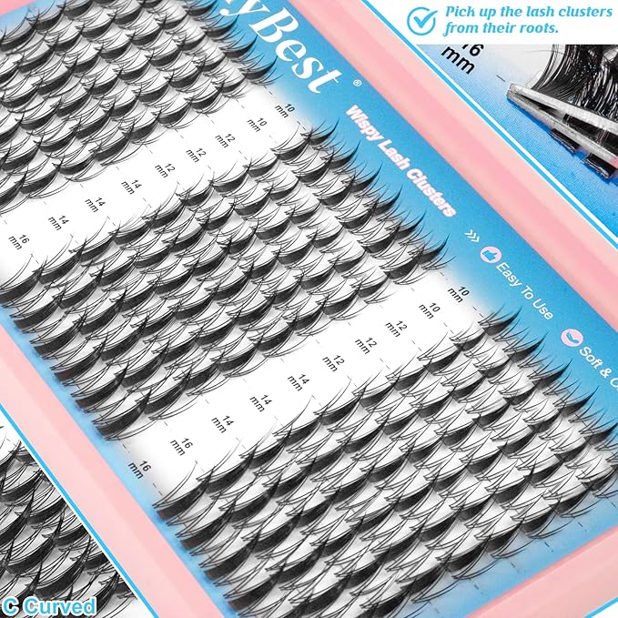MilyBest Fairy Lash Clusters Kit Manga Eyelash Clusters Wispy Cluster Eyelash Extensions 180Pcs CC Curl Fluffy Lash Extension Kit with Bond&Seal 10-16mm DIY Spiky Individual Lashes Natural Look