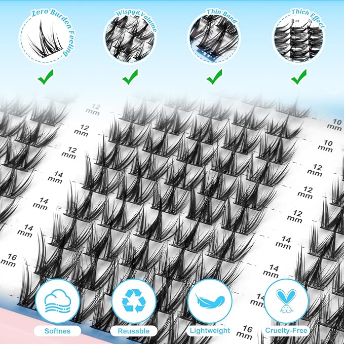 Manga Lash Clusters Kit Spiky Anime Cluster Eyelash Extensions 150Pcs CC Curl Wispy Lash Extension Kit 10-16mm DIY Cosplay Doll Individual Lashes Clusters Natural Look by MilyBest