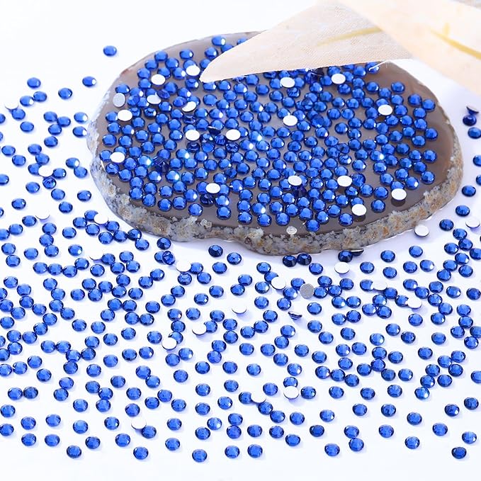 Meibite Sapphire Flatback Rhinestones, Glass Rhinestones for Nail Art and Craft, Glue Fix, Loose Crystal Gemstones(Blue, SS8, 2880pcs, 2.3-2.5mm)