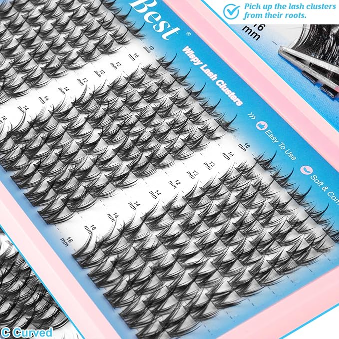 Manga Lash Clusters Kit Spiky Anime Cluster Eyelash Extensions 150Pcs CC Curl Wispy Lash Extension Kit 10-16mm DIY Cosplay Doll Individual Lashes Clusters Natural Look by MilyBest