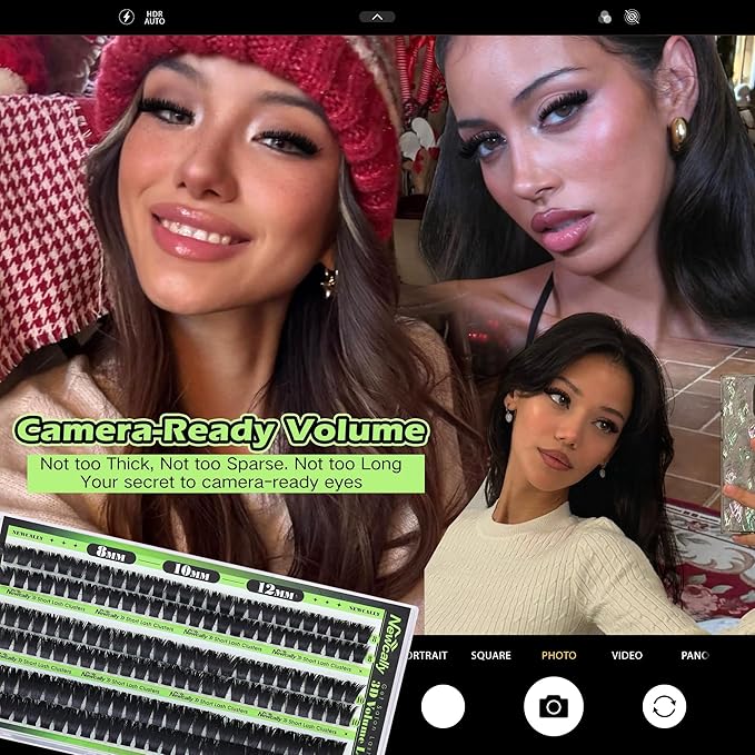 Volume Lash Clusters Fluffy Short 8-10-12MM Cluster Eyelash Extensions Thick Eyelash Clusters D-curly Lash Extension Individual Lashes Long-lasting Effect by Newcally