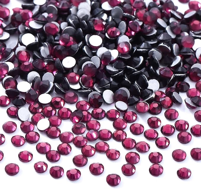Meibite Purple Flatback Rhinestones, Glass Rhinestones for Nail Art and Craft, Glue Fix, Loose Crystal Gemstones(Purple, SS10, 2880pcs, 2.7-2.8mm)
