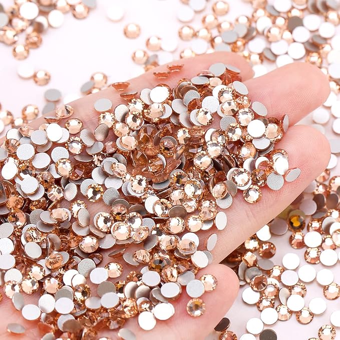 Flatback Rhinestones for Crafts Glass Nail Gems Crystals Non-Hotfix Rhinestones for Makeup Bags Shoes Decoration DIY(SS30,288pcs,Champagne)