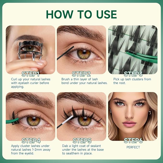 KEYYOU LASH Manga Lashes Clusters Fairy Cluster Eyelash Extensions Wispy False Eyelashes Natural Lash Clusters Individual Lashes Fake Eyelashes D Curl Extension with Spikes(F02,10-18mm)