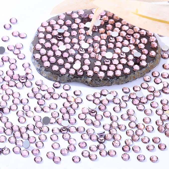 Meibite Light Amethyst Flatback Rhinestones, Glass Rhinestones for Nail Art and Craft, Glue Fix, Loose Crystal Gemstones(Lt.Amethyst, SS16, 2880pcs, 3.8-4.0mm)