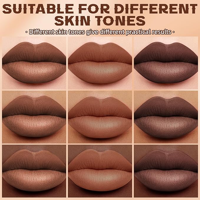 HOSAILY 3 Colors 2 in 1 Lip Liner Set, Matte Nude Dark Brown Lip Liner Plumping Smooth Creamy Lip Pencil, High Pigmented Long lasting Light and Medium Brown Lipstick Makeup, 01+04+06