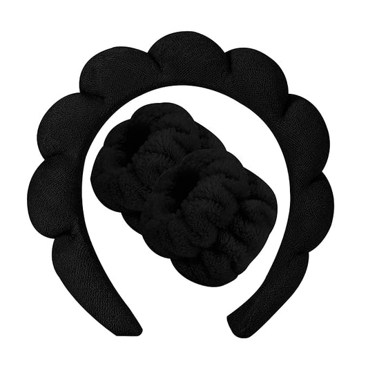 OCTAZI Soft Puffy Headband for Washing Face – Terry Cloth Skincare & Makeup Removal Hair Band for Women & Girls | Non-Slip Bubble Spa Headbands for Facial, Exfoliating, Bath & Beauty Routine