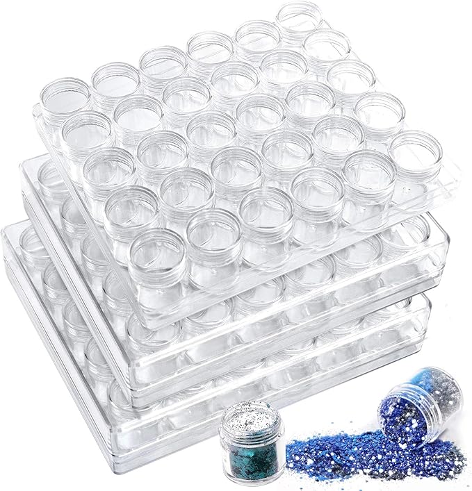 ZOENHOU 3 Pack 30 Jars Diamond Painting Storage Containers, Embroidery Diamond Storage Box Beads Organizer Case with Lid Clear Nail Art Accessories with 2 PCS Label Stickers for Jewelry DIY