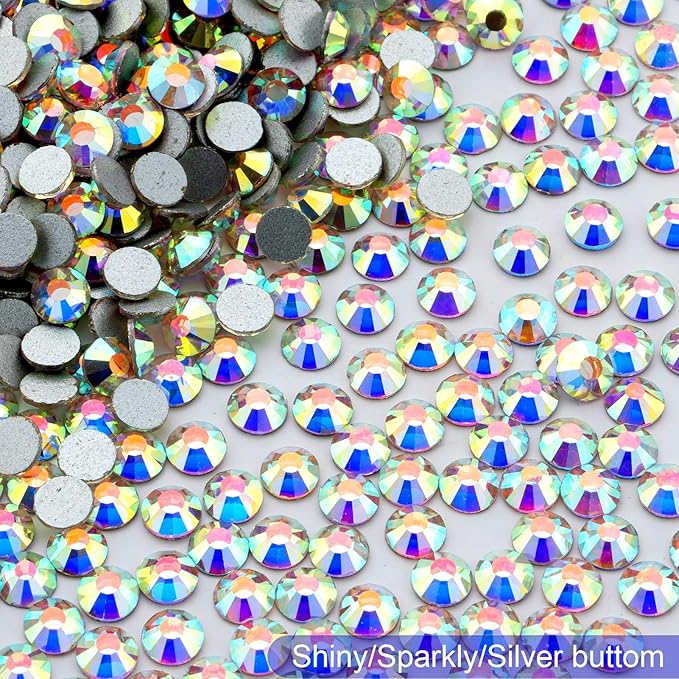 MEIBITE Flatback Rhinestones Bulk, 14400PCS Crystal AB Rhinestones for Clothes DIY Decoration Crafts, Crystal AB, SS16, 3.8-4.0mm