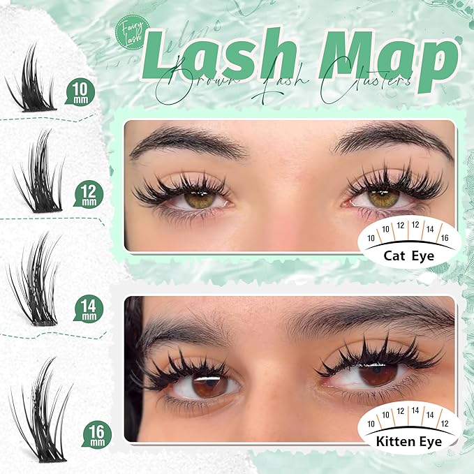 Fairy Lash Clusters Spiky Cluster Eyelash Extensions Anime Individual Lashes Natural Lash Extensions Wispy Cluster Lashes Clean Beauty 126Pcs Eyelash Clusters On-The-Go Lash Pack (10-16MM, C-Curly)
