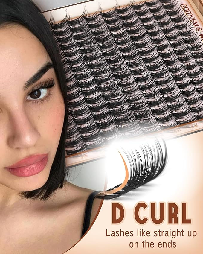 Goddvenus Wispy Lash Clusters 12-14-16mm Eyelash Clusters Set D Curl Fluffy Natural Lashes Cluster for Effortless Eyelash Extensions Individual Lashes DIY False Eyelashes