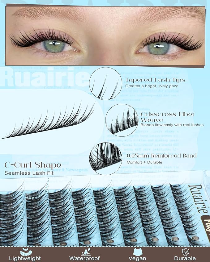 Fox Eye Lash Clusters Natural Eyelash Clusters 10-14mm Wispy Lashes Clusters Spiky Cluster Eyelash Extensions Fairy Cluster Lashes Daily Wear Eyelashes Clusters Hooded Eye DIY Lash Extension