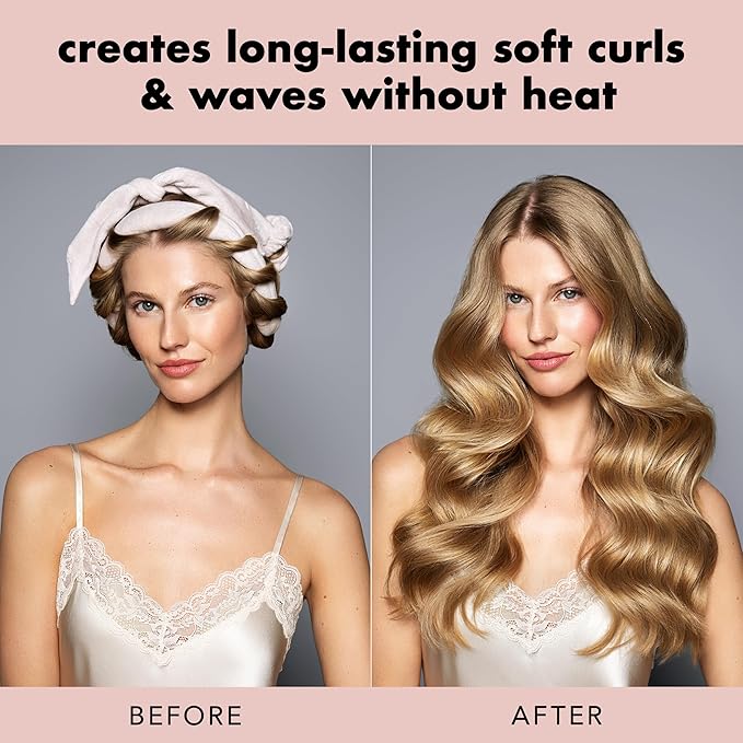 The Hair Edit Heatless Soft Ribbon Curl Set Heatless Curling Rod with 2 Velour Scrunchies for Overnight Curls, No Heat Hair Curler for Women, Damage Free Styling Tool For Long and Medium Hair 69"Long