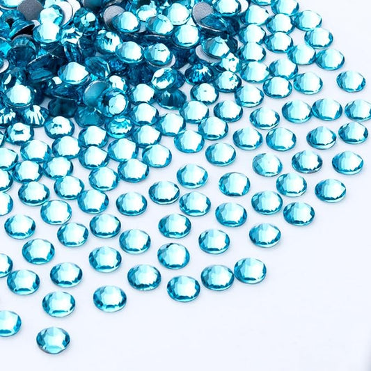 288Pcs Aquamarine Crystal Rhinestones,Glass Flatback Rhinestones Gemstones for Nail Face Makeup Art Crafts Clothes Decoration -(SS30, 6.5mm,Aquamarine)