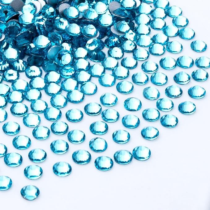 1440Pcs Aquamarine Crystal Rhinestones,Glass Flatback Rhinestones Gemstones for Nail Face Makeup Art Crafts Clothes Decoration -(SS12, 3.0mm,Aquamarine)