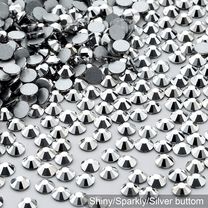 MEIBITE Flatback Rhinestones Bulk, 14400PCS Silver Rhinestones for Clothes DIY Decoration Crafts, Silver, SS16, 3.8-4.0mm