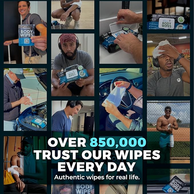Body Wipes for Men - Maximum Cleaning Power (Ultra Clean) - 1 Pack (54 Wipes), XL No-Rinse Shower Sheets, Waterless Bathing Wipes for After Gym, Camping & Travel