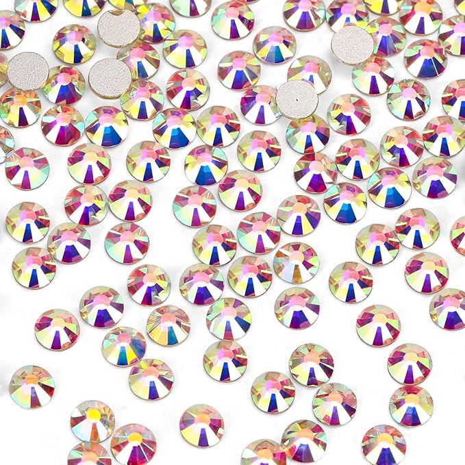 3000Pcs Crystal Ab Crystal Rhinestones,Glass Flatback Rhinestones Mini Gemstones for Nail Face Makeup Art Crafts Clothes Decoration -(SS8,2.4mm,Crystal Ab)