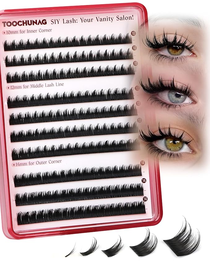TOOCHUNAG SIY Individual Lashes for Separate Lash Clusters by Yourself 10/12/14mm Manga Wispy Lashes Cluster Eyelash Extensions DIY Natural Eyelash Spikes for Daily Wear