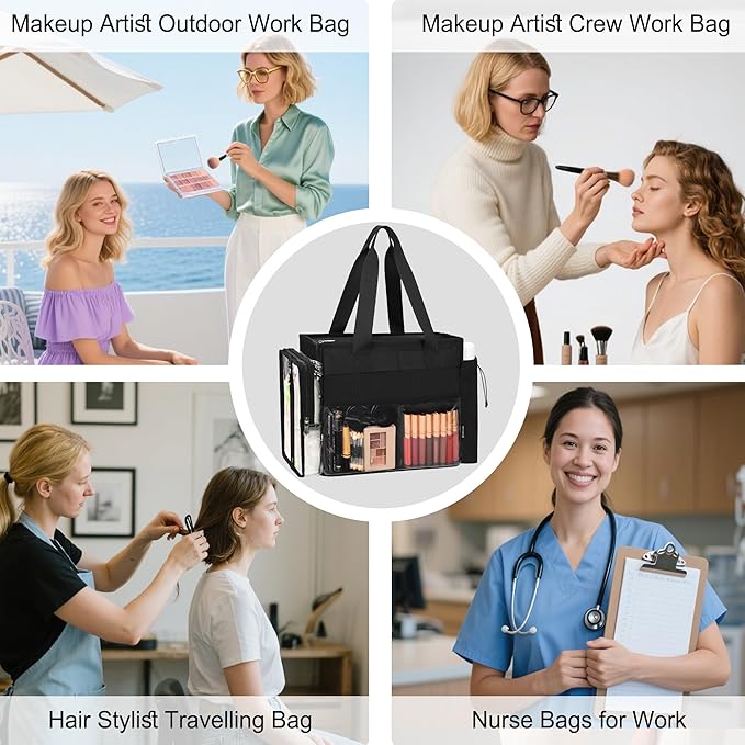 TANTO Travel Makeup Bag, Professional Makeup Artist Set Bag Extra Large Cosmetic Organizer Case Hair Stylist Travelling Duffle Bag with Adjustable Dividers for Makeup Beauty Lover Nurse Tote Bags