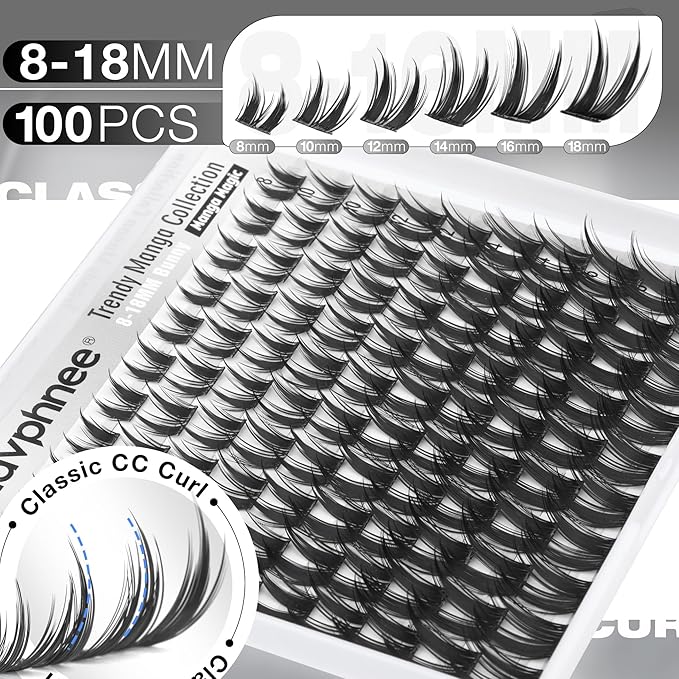 Manga Lash Clusters Bunny Wispy Fairy Cluster Eyelash Extensions Spiky Individual Lashes Anime Cluster Lashes Manhua Eyelash Clusters Natural Lash Extensions 8-18MM DIY Lash Pack CC Curve Doll Eye