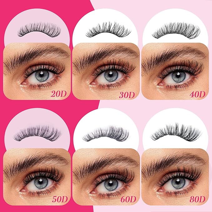 Lash Clusters 600PCS Lash Clusters Kit 20D30D40D50D60D80D Wispy Lashes D Curl Eyelash Clusters Natural DIY Eyelash Extensions Kit for Beginners 10-18MM