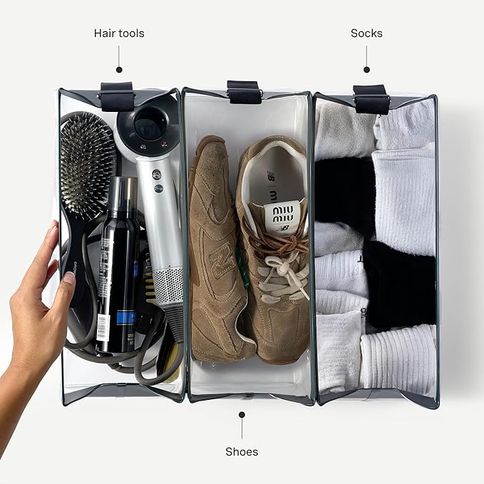 Cadence Parcel - Clear Kit with Magnetic Closure - Durable and Leak-Resistant Travel Toiletry Kit - Modular Design - Hygiene Bag for Travel Essentials - 4 Qt - Pebble