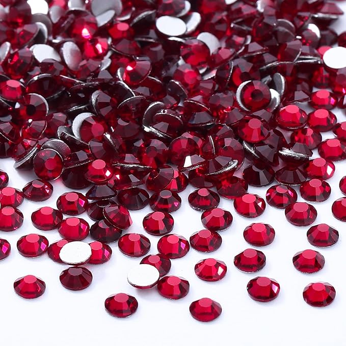 Meibite Siam Flatback Rhinestones, Glass Rhinestones for Nail Art and Craft, Glue Fix, Loose Crystal Gemstones(Siam, SS12, 2880pcs, 2.9-3.0mm)