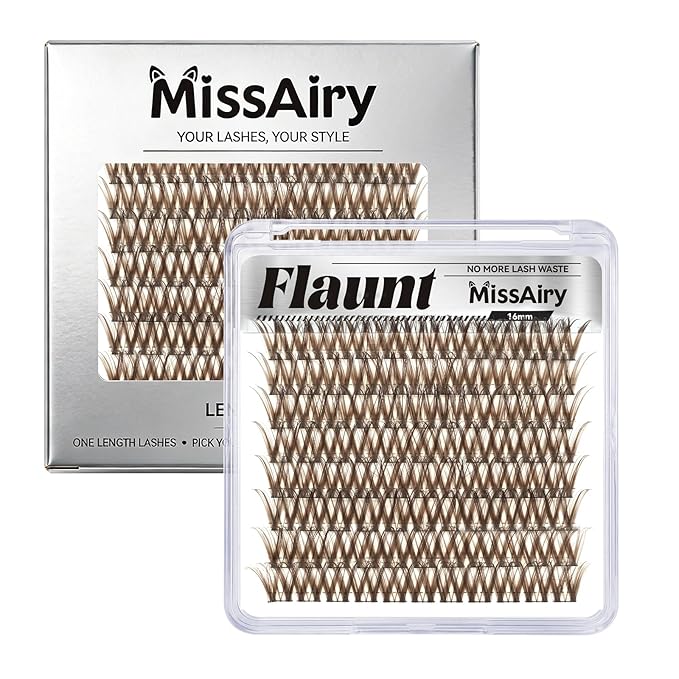 MissAiry Flaunt Lash Clusters Dark Brown Lash Cluster Eyelash Clusters LengthLock Lashes Cluster 16MM Wispy Eyelashes Cluster Eyelash Extensions Natural Lashes Clusters(Flaunt Dark Brown 16MM)