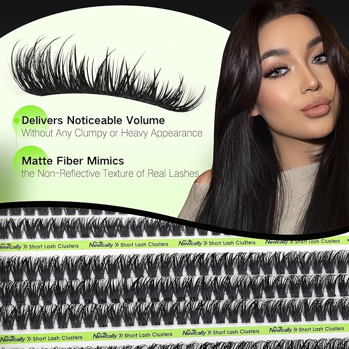 80D Lash Clusters Kit Short 8-12MM Wispy Volume Eyelash Clusters Fluffy Lash Extension Kit D-curly Cluster Eyelash Extensions Long-lasting Effect Individual Lashes Kit by Newcally
