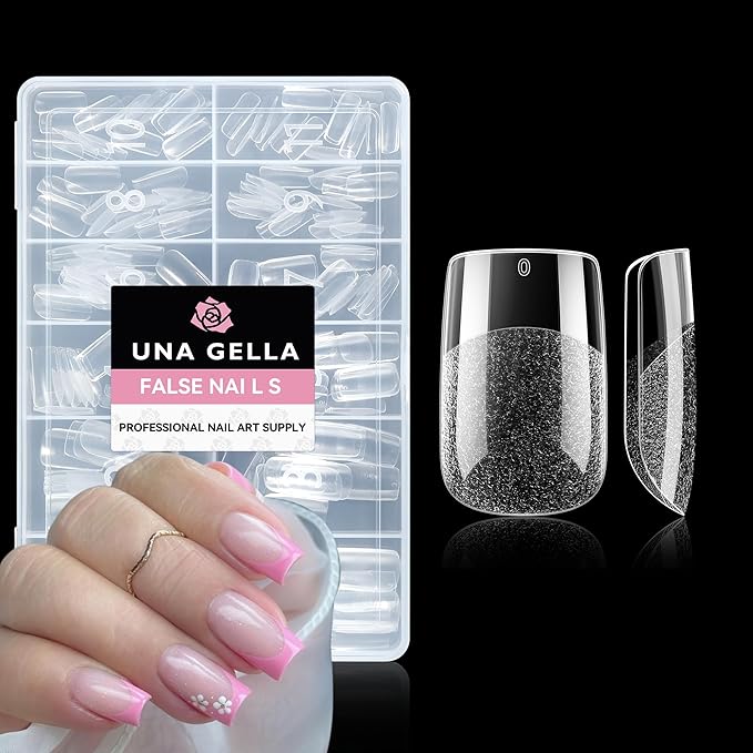 UNA GELLA Short Square Gel Nail Tips: 312pcs Square Fake Nails Pre-file Soft Gel Nails Tips for Full Cover Acrylic Nails False Nails12 Sizes Press on Nails for Nail Extensions Home DIY Salon