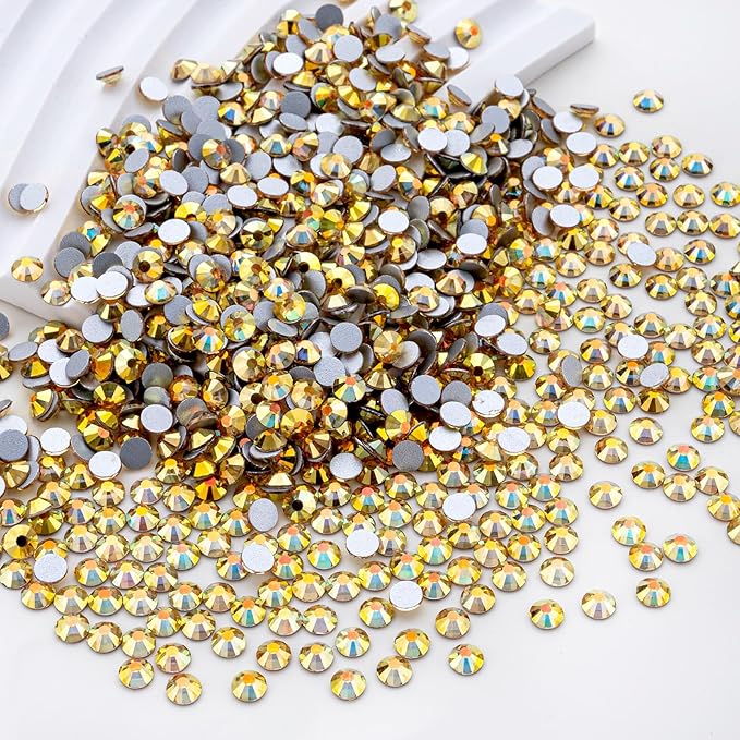 MEIBITE Flatback Rhinestones Bulk, 14400PCS Shiny Sunlight Rhinestones for Clothes DIY Decoration Crafts, Shiny Sunlight, SS16, 3.8-4.0mm