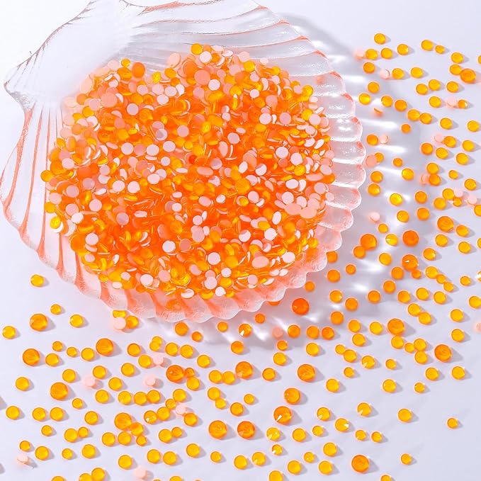 Meibite Neon Orange Flatback Rhinestones, Glass Rhinestones for Nail Art and Craft, Glue Fix, Loose Crystal Gemstones(Neon Orange, SS30, 288pcs, 6.4-6.6mm)