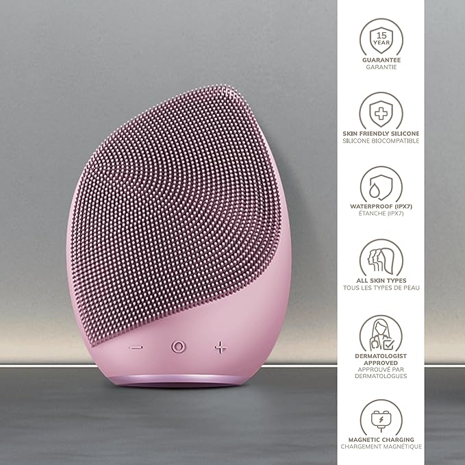 GESKE SmartAppGuided™ Sonic Facial Brush 5 in 1 | Vibrating Electric Facial Cleansing Brush | Soft Silicone Brush | Professional Facial Cleanser | Skin Cleanser & Exfoliator | Face Massager
