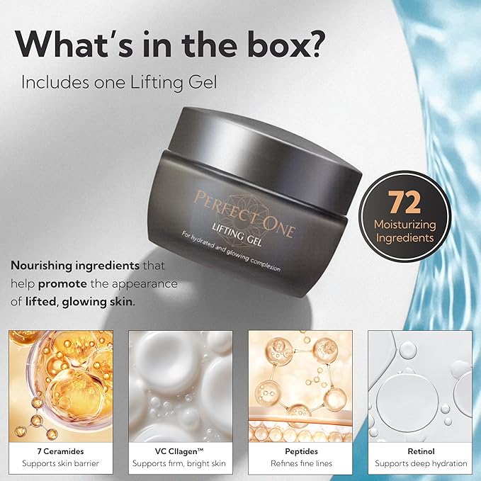 PERFECT ONE Lifting Gel – All-in-One Face Moisturizer & Anti-Aging Serum – With Collagen, Niacinamide, Retinol, VC & Hyaluronic Acid – Firms, Brightens, Hydrates, and Smooths Fine Lines, 50g