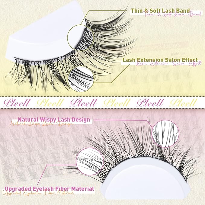 Natural Lash Clusters Wispy Lash Cluster Eyelash Extensions Cat Eye Eyelash Clusters 144PCS Individual Lashes Clusters 10-16MM DIY Lash Extension by Pleell