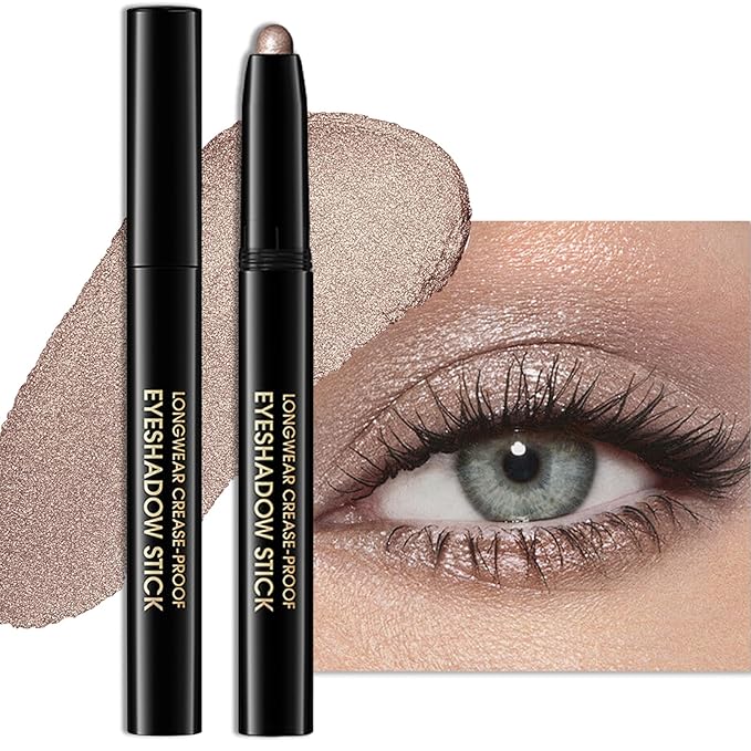 Erinde Waterproof Cream Eyeshadow Stick, Light Taupe Brown Shimmer Eye Shadow Sticks, Cream to Powder Eyeshadow Crayon, Buildable & Blendable Long-Lasting Eye Shadow Stick, Vegan & Cruelty-Free, 09