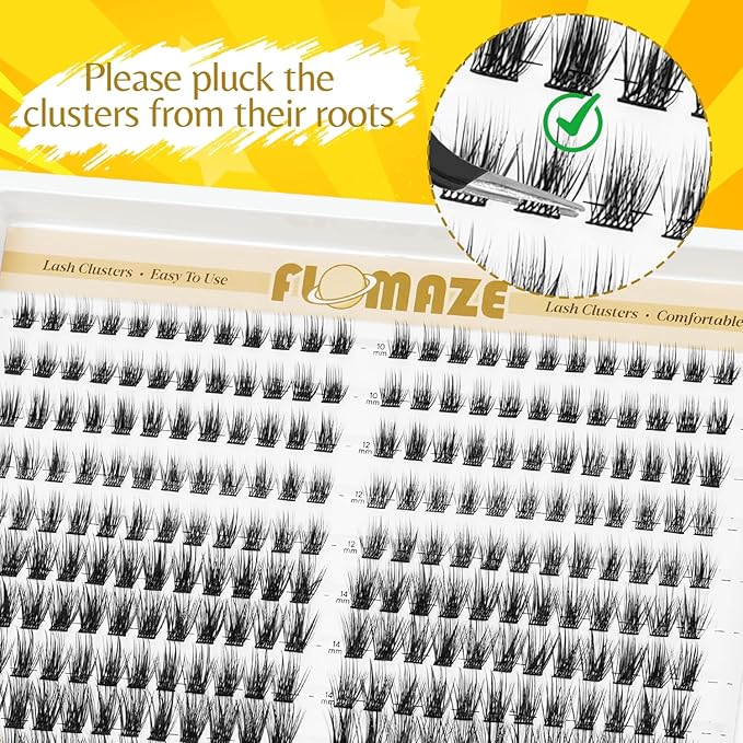 Lash Clusters, 240 pcs Lash Clusters Kit, – DIY Individual Eyelashes, Lightweight Reusable C Curl False Lashes 10-16mm with Tweezers & Dual-Ended Bond & Seal for Home Salon